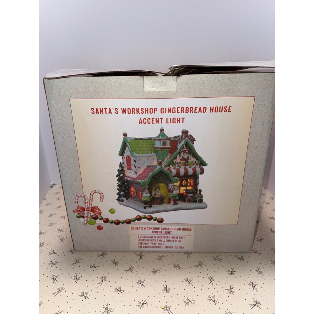 Santas Workshop Gingerbread House Accent Light Christmas Village Decor Glow